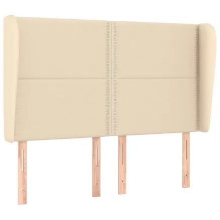 Tête de lit avec oreilles Crème 147x23x118/128 cm Tissu 2