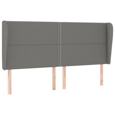 Tête de lit avec oreilles Gris foncé 163x23x118/128 cm Tissu 2