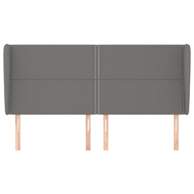 Tête de lit avec oreilles Gris foncé 163x23x118/128 cm Tissu