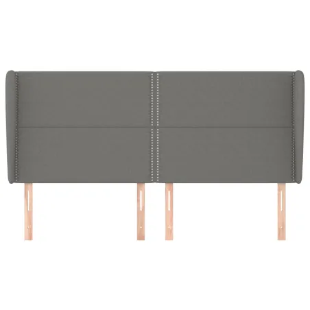 Tête de lit avec oreilles Gris foncé 163x23x118/128 cm Tissu