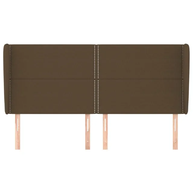 Tête de lit avec oreilles Marron foncé 163x23x118/128 cm Tissu