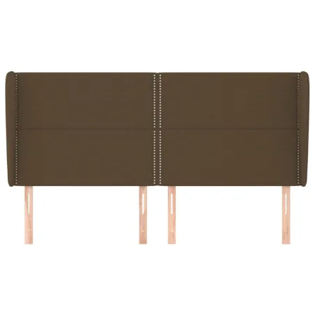 Tête de lit avec oreilles Marron foncé 163x23x118/128 cm Tissu