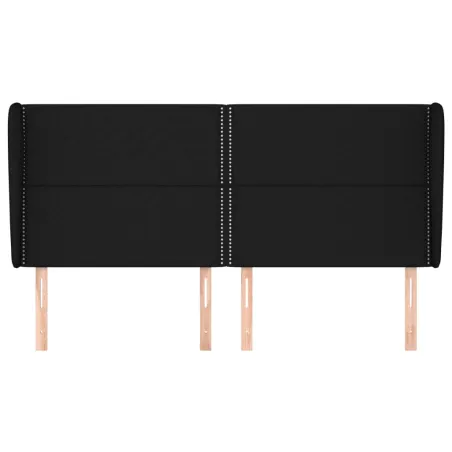 Tête de lit avec oreilles Noir 183x23x118/128 cm Tissu