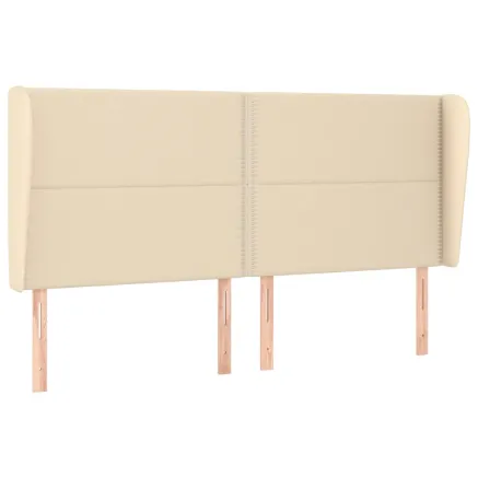 Tête de lit avec oreilles Crème 183x23x118/128 cm Tissu 2