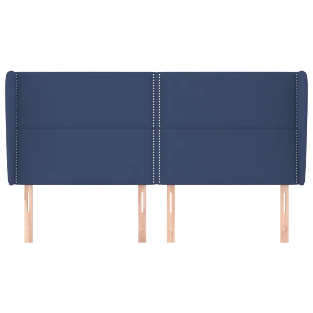 Tête de lit avec oreilles Bleu 183x23x118/128 cm Tissu