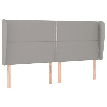 Tête de lit avec oreilles Gris clair 203x23x118/128 cm Tissu 2