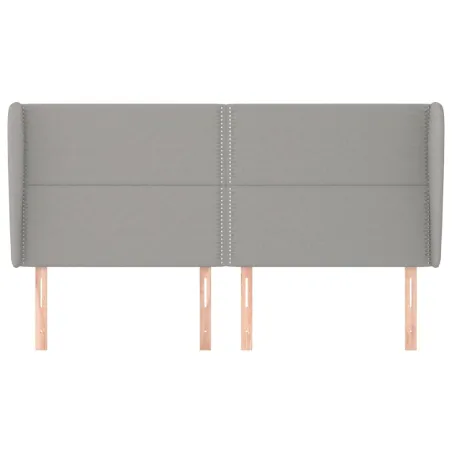Tête de lit avec oreilles Gris clair 203x23x118/128 cm Tissu