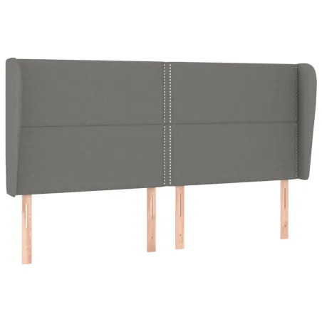 Tête de lit avec oreilles Gris foncé 203x23x118/128 cm Tissu