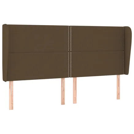 Tête de lit avec oreilles Marron foncé 203x23x118/128 cm Tissu 2
