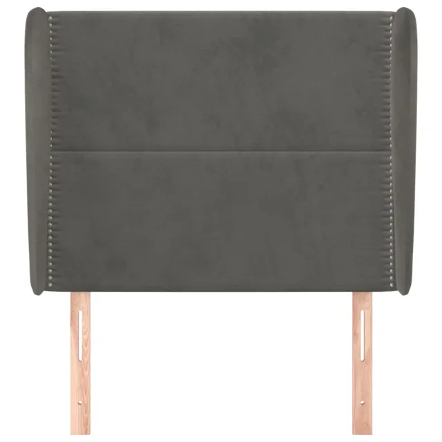 Tête de lit avec oreilles Gris foncé 93x23x118/128 cm Velours