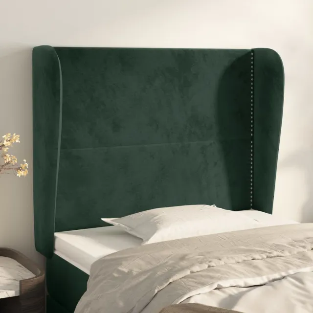 Tête de lit avec oreilles Vert foncé 103x23x118/128 cm Velours