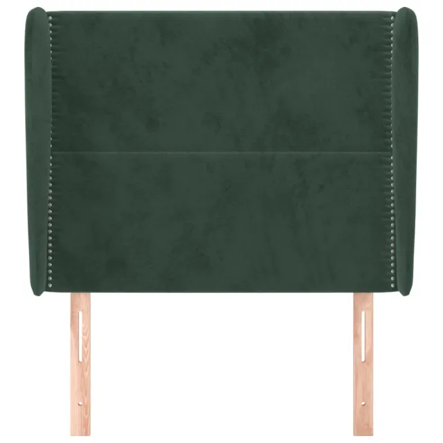 Tête de lit avec oreilles Vert foncé 103x23x118/128 cm Velours