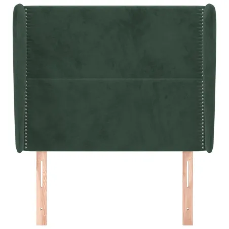 Tête de lit avec oreilles Vert foncé 103x23x118/128 cm Velours