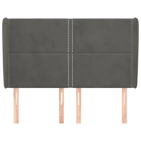 Tête de lit avec oreilles Gris foncé 147x23x118/128 cm Velours