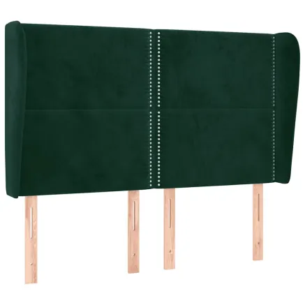 Tête de lit avec oreilles Vert foncé 147x23x118/128 cm Velours 2
