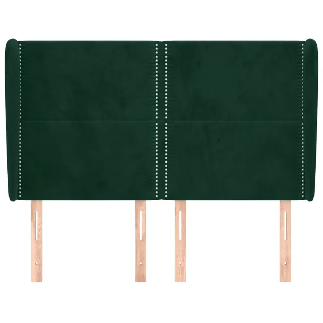 Tête de lit avec oreilles Vert foncé 147x23x118/128 cm Velours