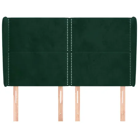 Tête de lit avec oreilles Vert foncé 147x23x118/128 cm Velours