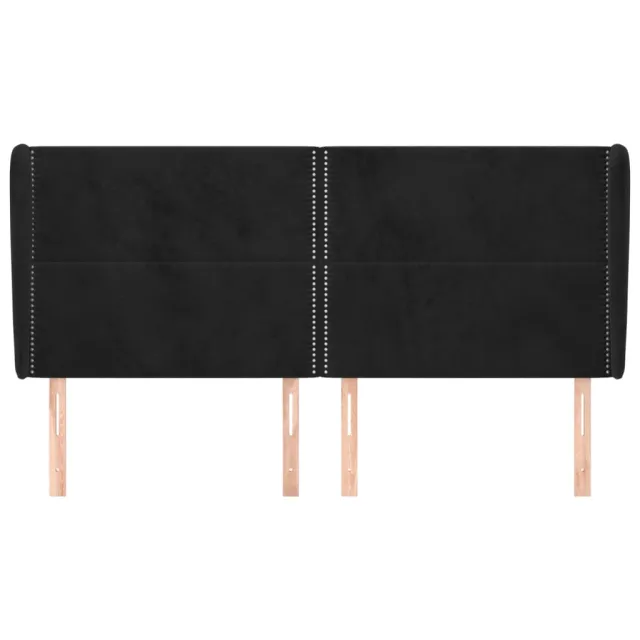 Tête de lit avec oreilles Noir 163x23x118/128 cm Velours