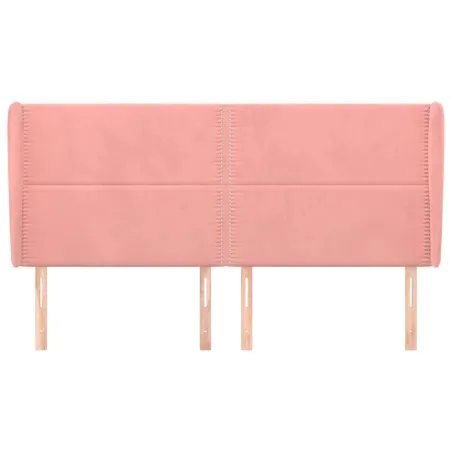 Tête de lit avec oreilles Rose 163x23x118/128 cm Velours