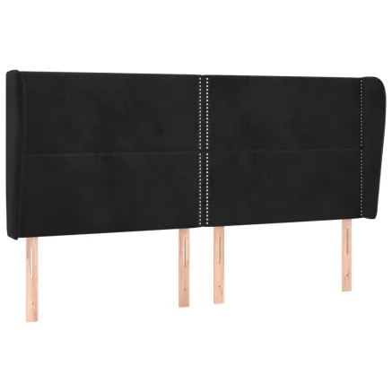 Tête de lit avec oreilles Noir 183x23x118/128 cm Velours 2