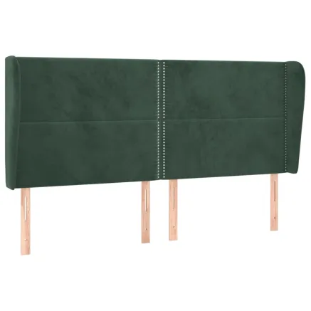 Tête de lit avec oreilles Vert foncé 183x23x118/128 cm Velours 2