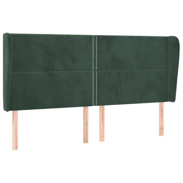 Tête de lit avec oreilles Vert foncé 183x23x118/128 cm Velours