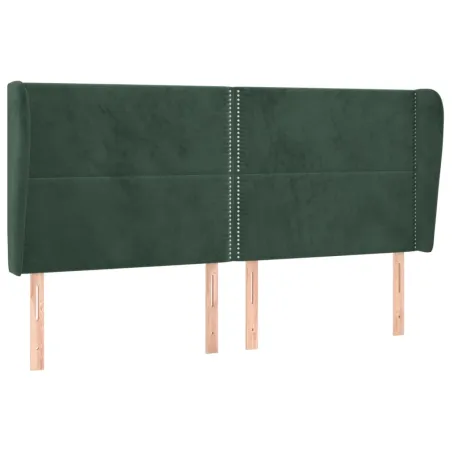 Tête de lit avec oreilles Vert foncé 183x23x118/128 cm Velours