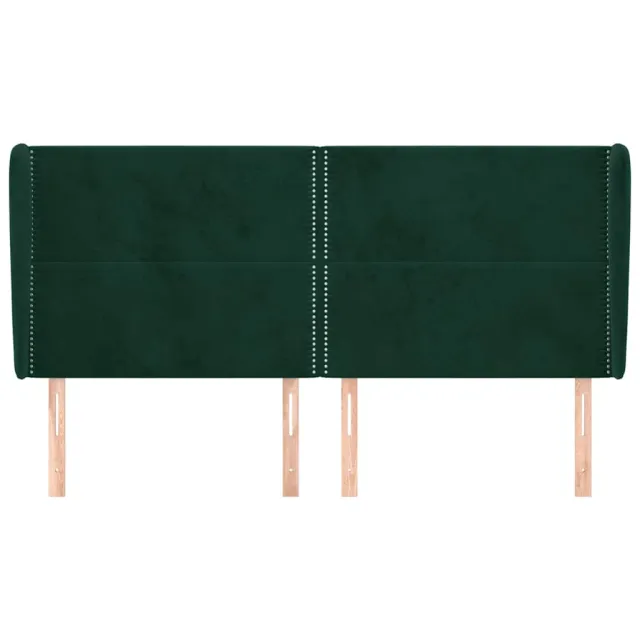 Tête de lit avec oreilles Vert foncé 183x23x118/128 cm Velours