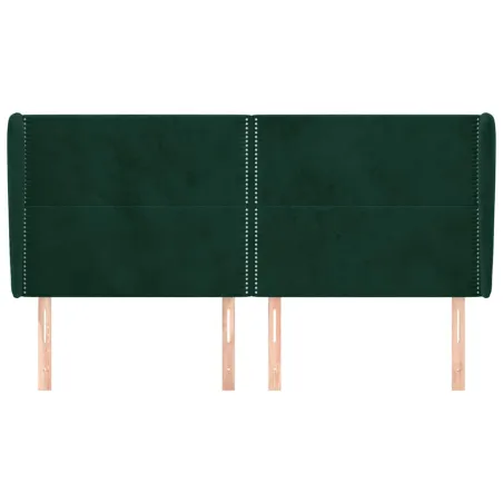 Tête de lit avec oreilles Vert foncé 183x23x118/128 cm Velours