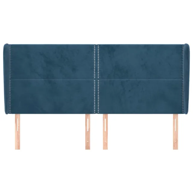 Tête de lit avec oreilles Bleu foncé 183x23x118/128 cm Velours