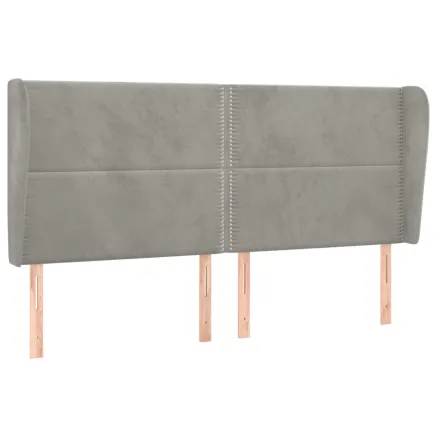 Tête de lit avec oreilles Gris clair 203x23x118/128 cm Velours 2