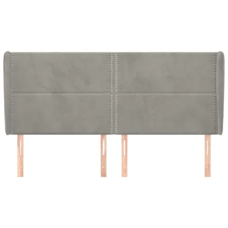 Tête de lit avec oreilles Gris clair 203x23x118/128 cm Velours