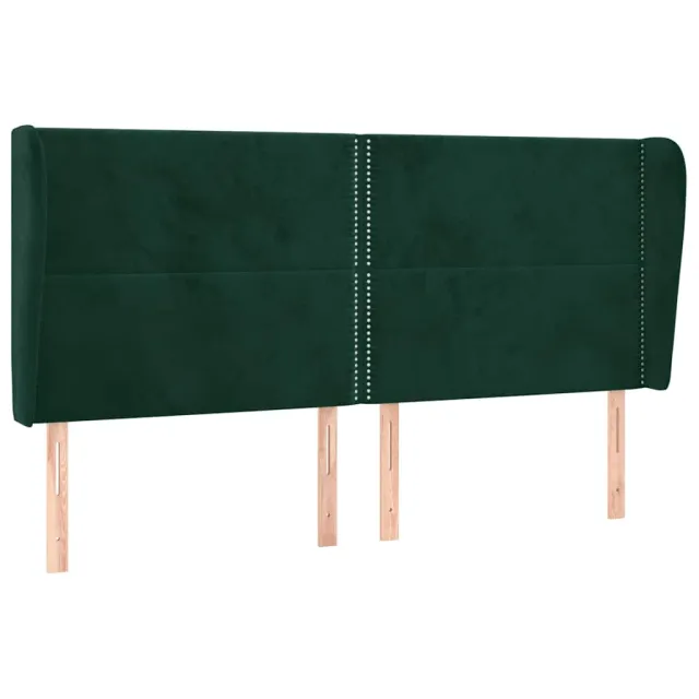 Tête de lit avec oreilles Vert foncé 203x23x118/128 cm Velours