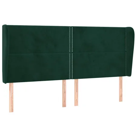 Tête de lit avec oreilles Vert foncé 203x23x118/128 cm Velours