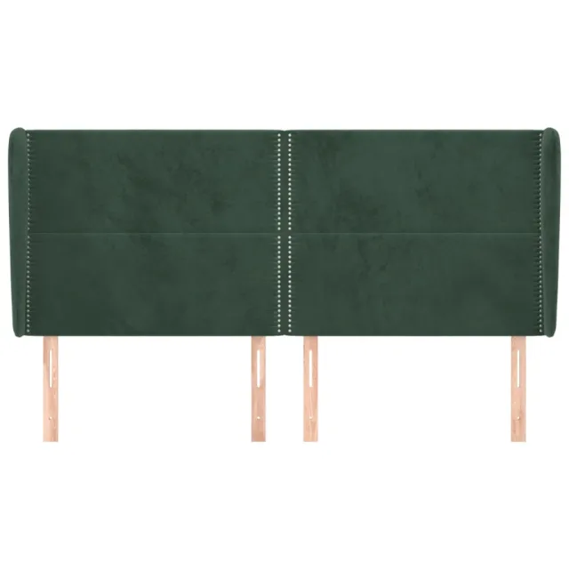 Tête de lit avec oreilles Vert foncé 203x23x118/128 cm Velours
