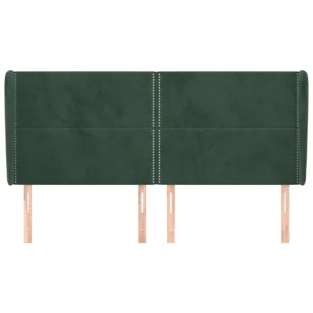 Tête de lit avec oreilles Vert foncé 203x23x118/128 cm Velours