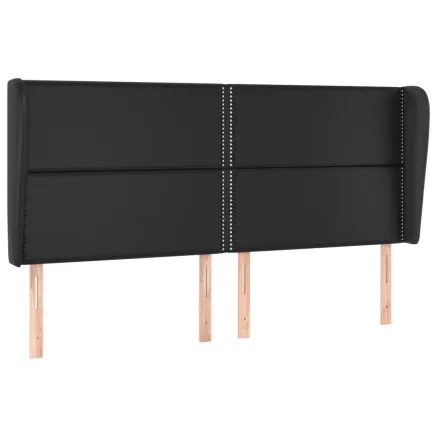 Tête de lit avec oreilles Noir 183x23x118/128 cm Similicuir 2