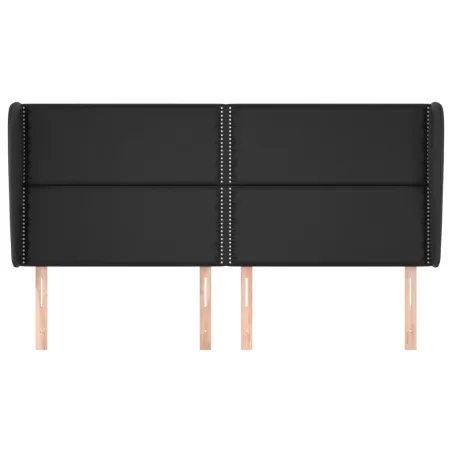 Tête de lit avec oreilles Noir 203x23x118/128 cm Similicuir