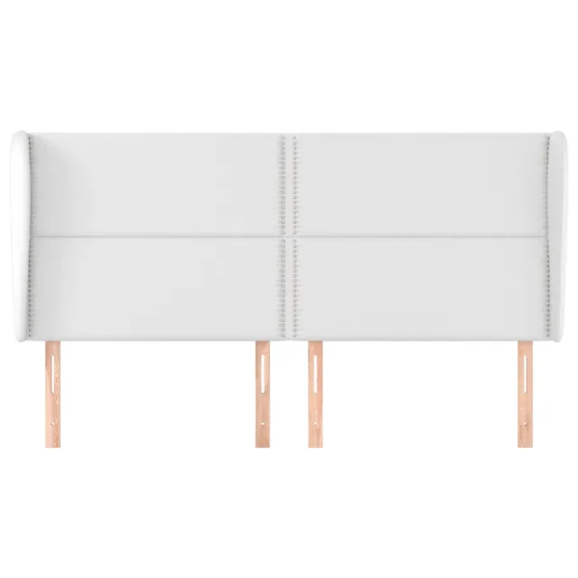 Tête de lit avec oreilles Blanc 203x23x118/128 cm Similicuir