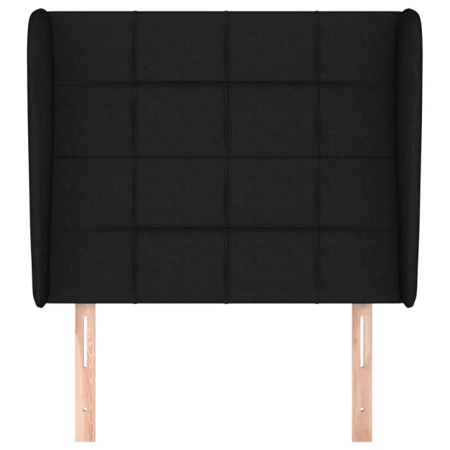 Tête de lit avec oreilles Noir 83x23x118/128 cm Tissu