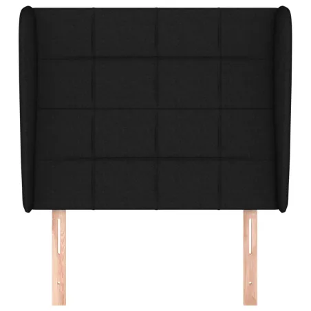 Tête de lit avec oreilles Noir 93x23x118/128 cm Tissu