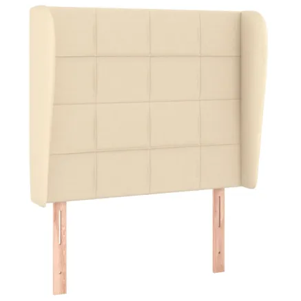 Tête de lit avec oreilles Crème 103x23x118/128 cm Tissu 2