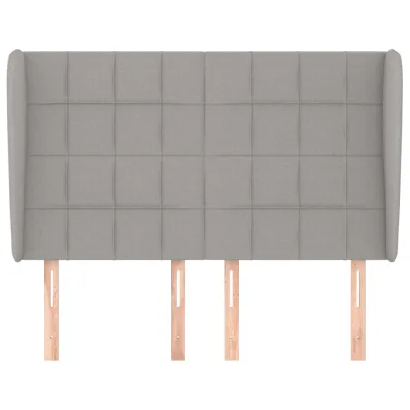 Tête de lit avec oreilles Gris clair 147x23x118/128 cm Tissu