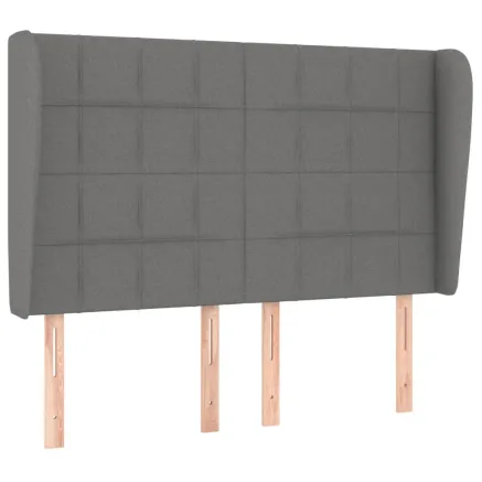 Tête de lit avec oreilles Gris foncé 147x23x118/128 cm Tissu 2