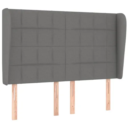 Tête de lit avec oreilles Gris foncé 147x23x118/128 cm Tissu