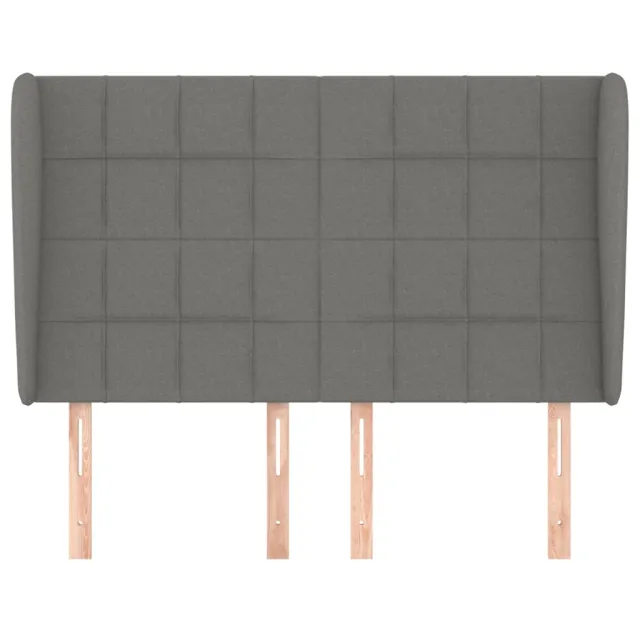 Tête de lit avec oreilles Gris foncé 147x23x118/128 cm Tissu