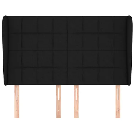 Tête de lit avec oreilles Noir 147x23x118/128 cm Tissu