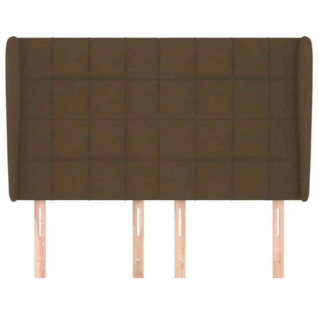 Tête de lit avec oreilles Marron foncé 147x23x118/128 cm Tissu