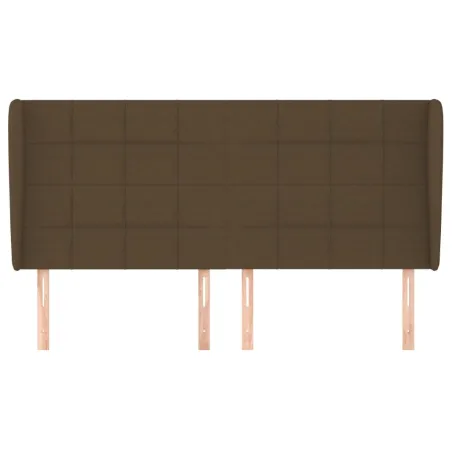 Tête de lit avec oreilles Marron foncé 163x23x118/128 cm Tissu
