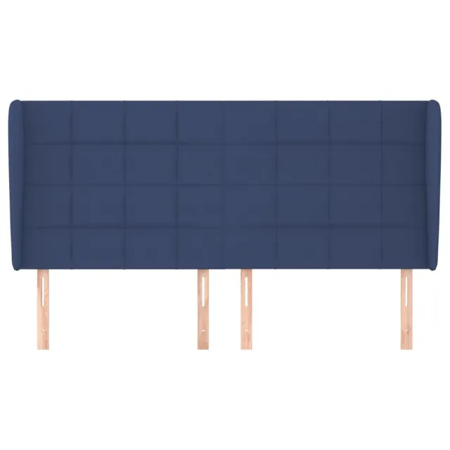 Tête de lit avec oreilles Bleu 163x23x118/128 cm Tissu